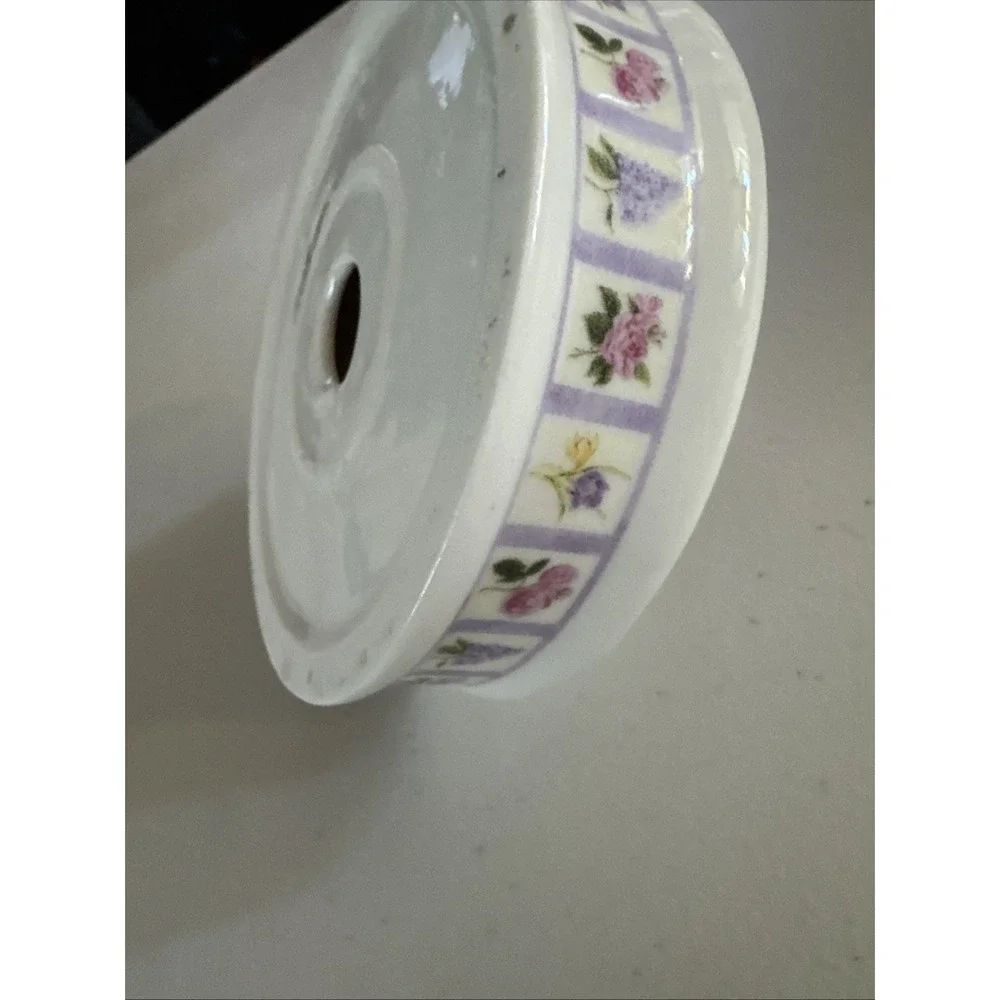 Vintage Bill Barnes White Porcelain Ring Holder Floral Pattern Trinket Dish